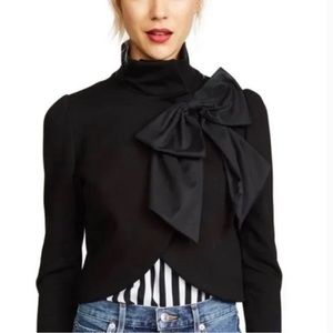 Alice + Olivia cropped navy jacket with bow tie. Size S